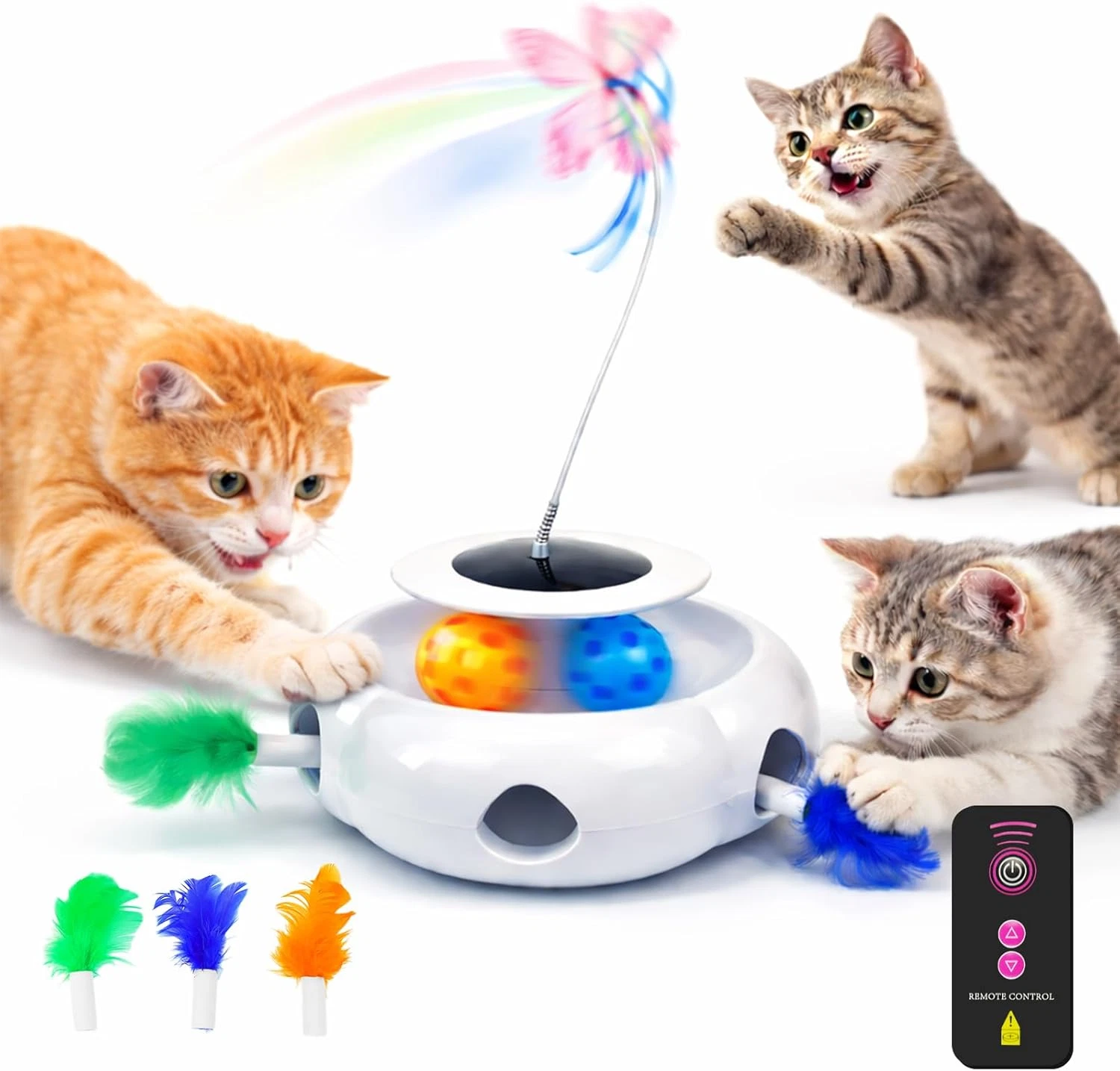 3-in-1 Automatic Cat Toy Remote Control Motion Activated Feather Butterfly