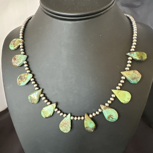 Navajo Pearls Sterling Silver Royston Turquoise 20" Necklace 00484
