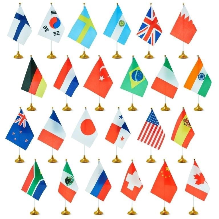 Lot Of 24 8" X 6"  International Country Flags 