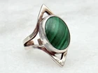 Vintage mid-Century Modern Sterling Silver Malachite Star Ring Size 7.5