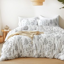 White Twin Size Comforter Set - Twin XL Size Dorm Bedding, 2 Pieces Cute Flor...