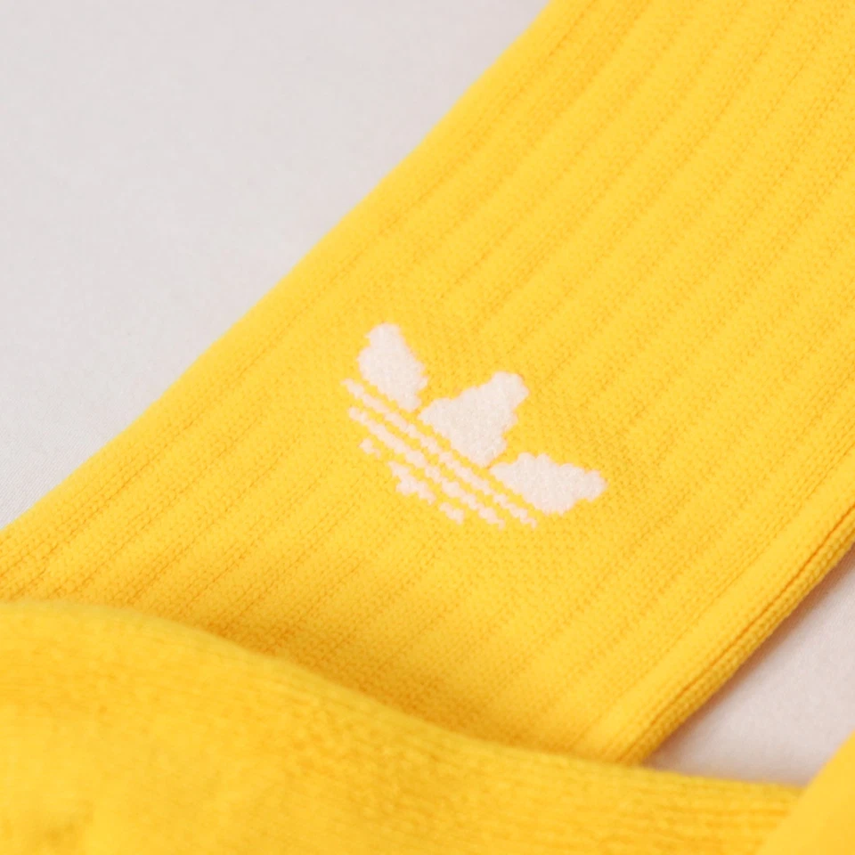 Calcetines de tubo de trébol Adidas vintage de los 80 amarillos y blancos a rayas NOS Foto 3 de 4