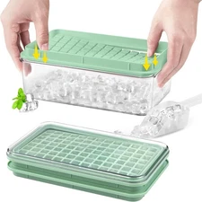 Longzon Mini Ice Cube Tray with Lid and Bin, 273 Pcs Small Ice Cube Trays for Fr