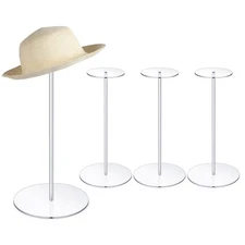 4 Pcs Acrylic Hat Stand 12" Adjustable Clear Wig Hat Display Rack Height Tabl