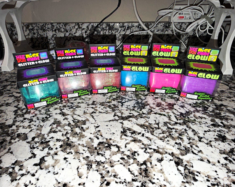 6 Schylling NeeDoh Cube Glow & Glitter Glow