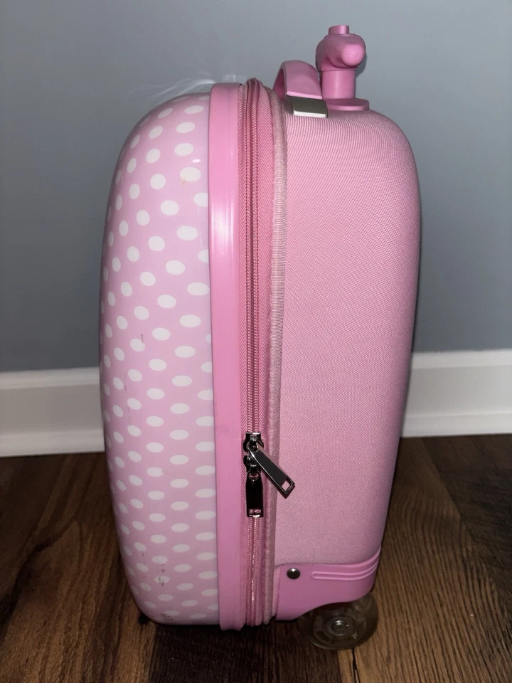 Maleta rígida con ruedas Hello Kitty 2010 Sanrio puntos rosados blancos Foto 2 de 4