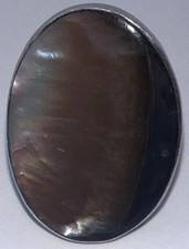 Large Black Mother Of Pearl Inlay Sterling Silver Ring Size 8.5 7.3g