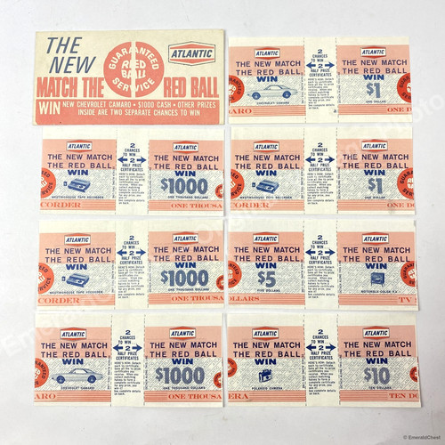 1967 Atlantic Oil “Match the Red Ball” Contest Envelope + Prize Inserts Camaro