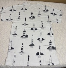 Vintage 90s Lighthouses Of The Southeast AOP Virginia To Key West FL Tee Size L