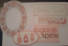 SCRAPBOOKING DIE CUTS 5 PC. SET BABY GIRL PIECES W/ OVAL FRAME