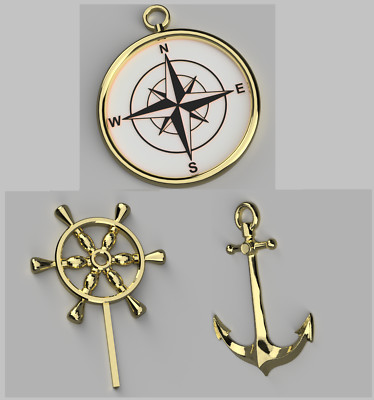 Schiffsrad, Maritimer Kompass und Anker Maritime Schiffsausrüstung Tortenaufleger