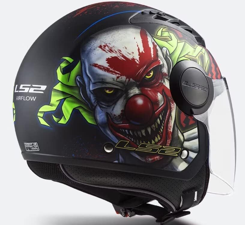 CASCO MOTO JET LS2 AIR FLOW HAPPY DREAM, PAYASO ASESINO