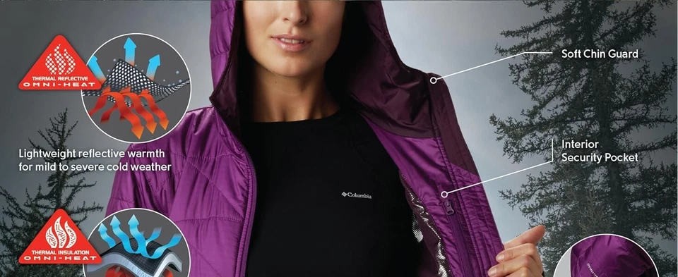 Columbia Mujer’s Mighty Lite Chaqueta Larga de Invierno Omni Heat Mediana Púrpura Foto 4 de 4
