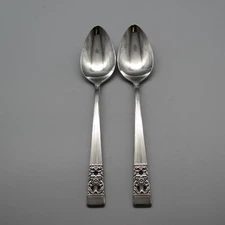 Oneida Stainless Coronation Serving Spoons - Set of Two USA Made