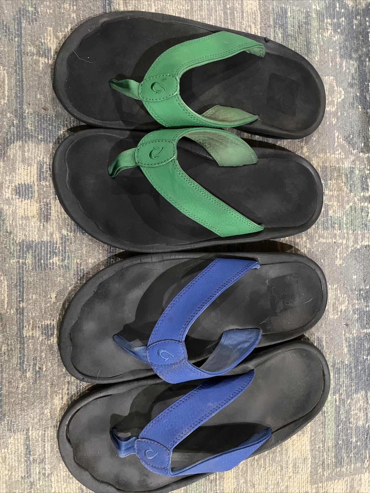 Lotto 2 Paia Sandali OluKai Blu Verde Nero Perizoma Scarpe Infradito Uomo 9 42