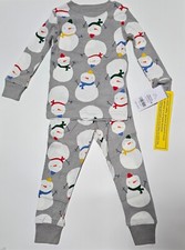Carter's Pajamas Gray Snowman 2-pc Set NWT Cotton PJs Boys Kids 18m 18 months