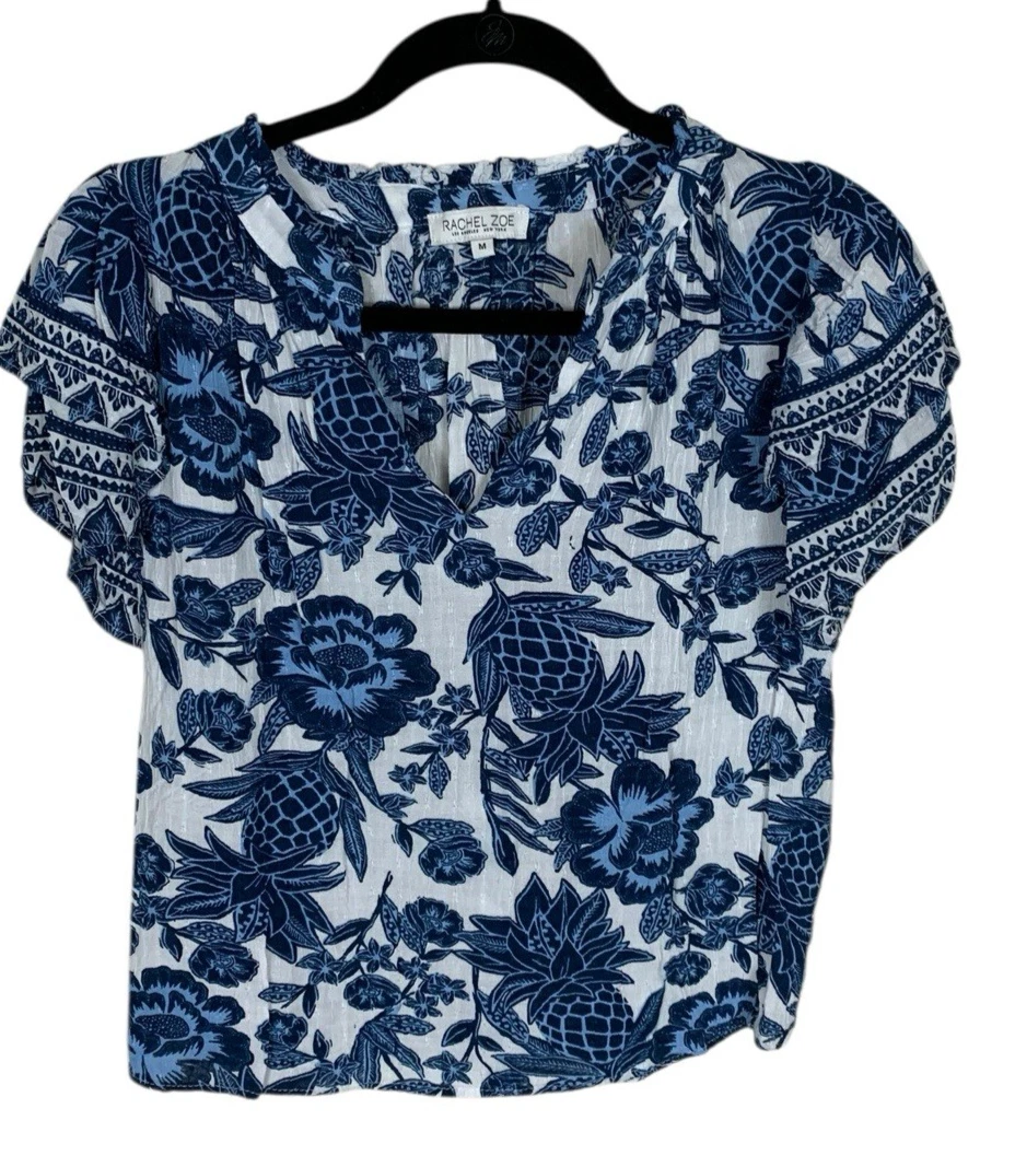 Rachel Zoe 100% Linen Blue Long Sleeve Blouse Size 2X (Plus) - 79% off