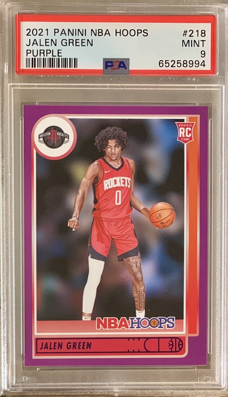 2021 Panini NBA Hoops #218 Jalen Green Purple PSA 9 Mint Rockets Rookie  RC SP🏀