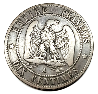 FRANCE - 10 Centimes 1854 A (Paris) KM #771.1 Bronze Coin