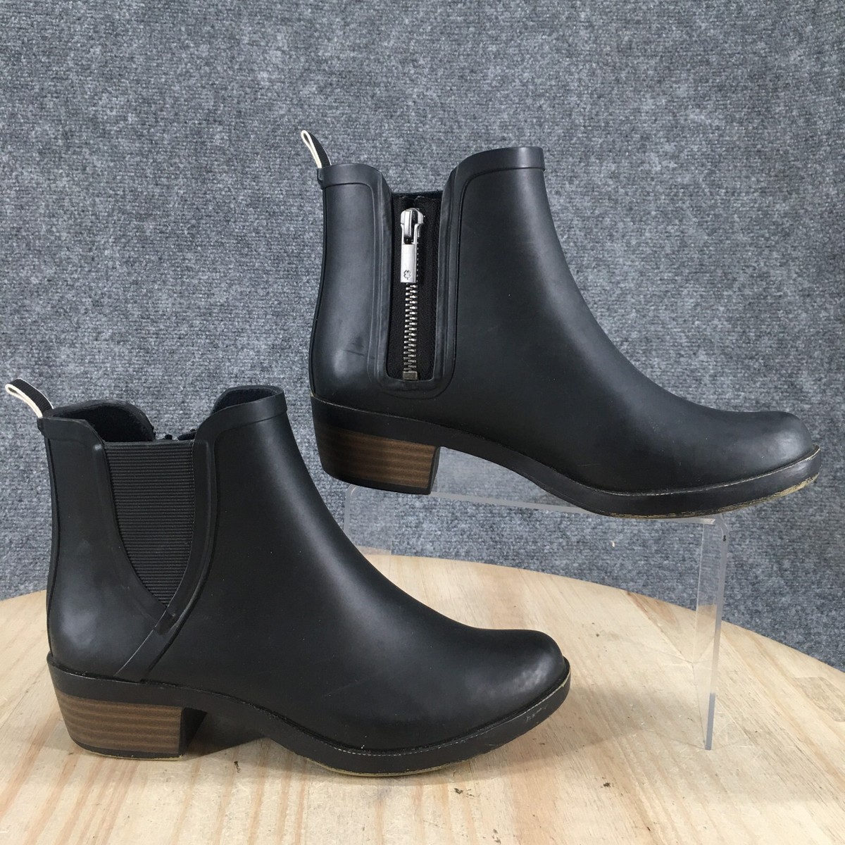 Lucky Brand Boots Womens M Bunita Ankle Booties Heels Black Rubber  Waterproof