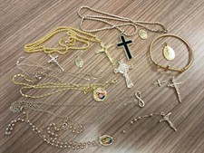 Lot Bijoux médaille religieux chapelet croix doré ou Rare Vintage /R125