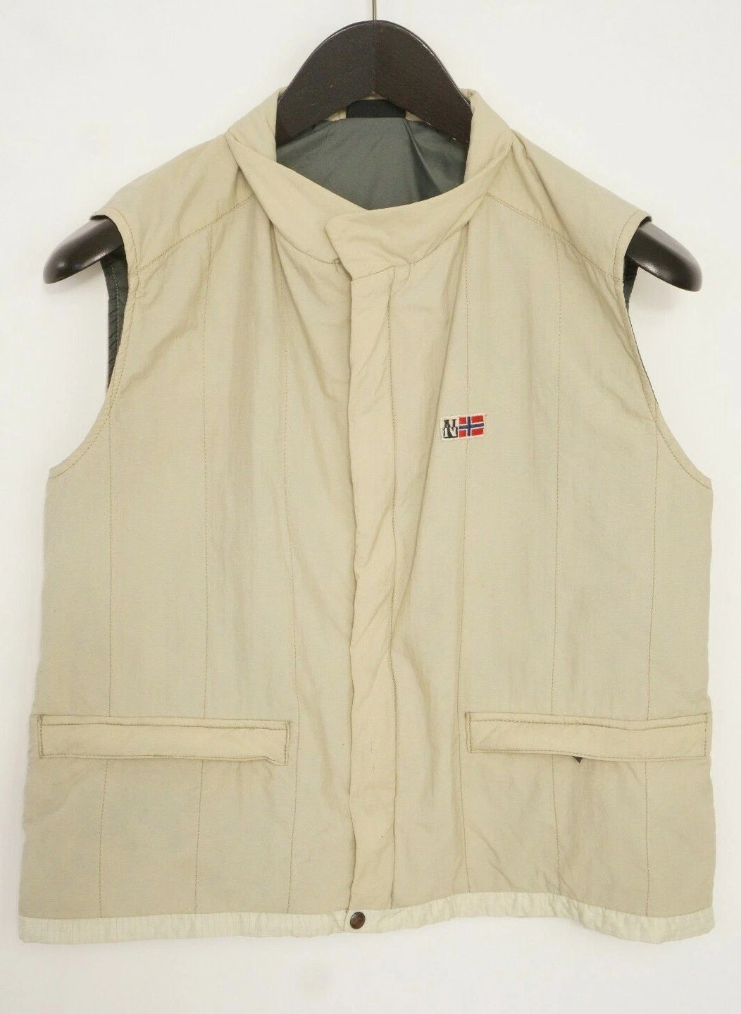 Men Napapijri Geographic Vest Bodywarmer Breathable Beige S VAZ551