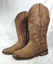 SheSole Women's Square Toe Fashion Western Cowgirl Mid Calf Boots Sz 37 US 6.5 
