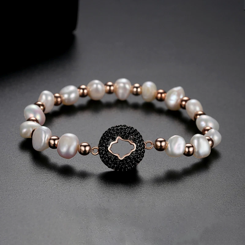 Жемчуг латуни цирконий браслет простой моды женщин позолоченный ювелирных изделий 2 цвета - Изображение 3 из 4