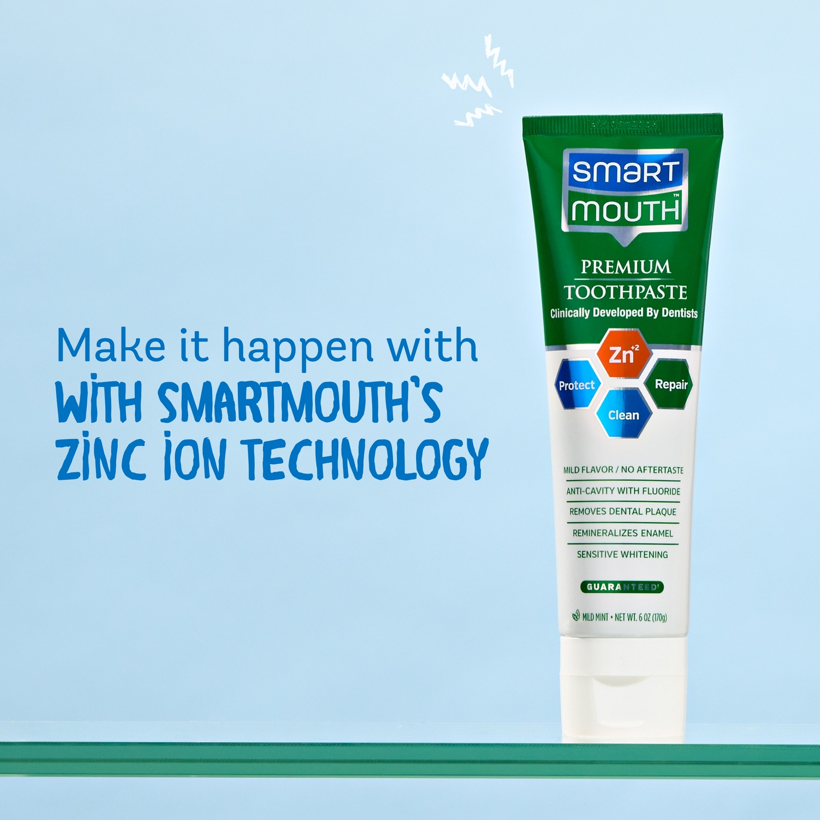 SmartMouth Premium Zinc Ion Toothpaste, Cavity & Plaque Help, 6 oz, 4 Pack