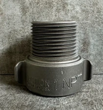 Aluminum Fire Hose Thread Adapter, 1" F.NST(NH) x 1" M.NPT Rocker Lug