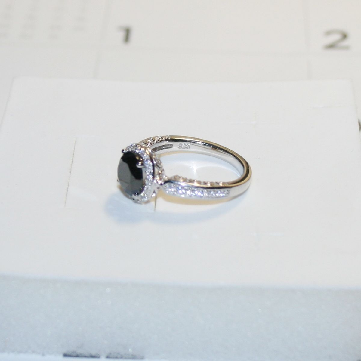 Princess Cut Austrian Zircon Engagement Ring – 14k White Gold Over 925 Silver – 3 TCW
