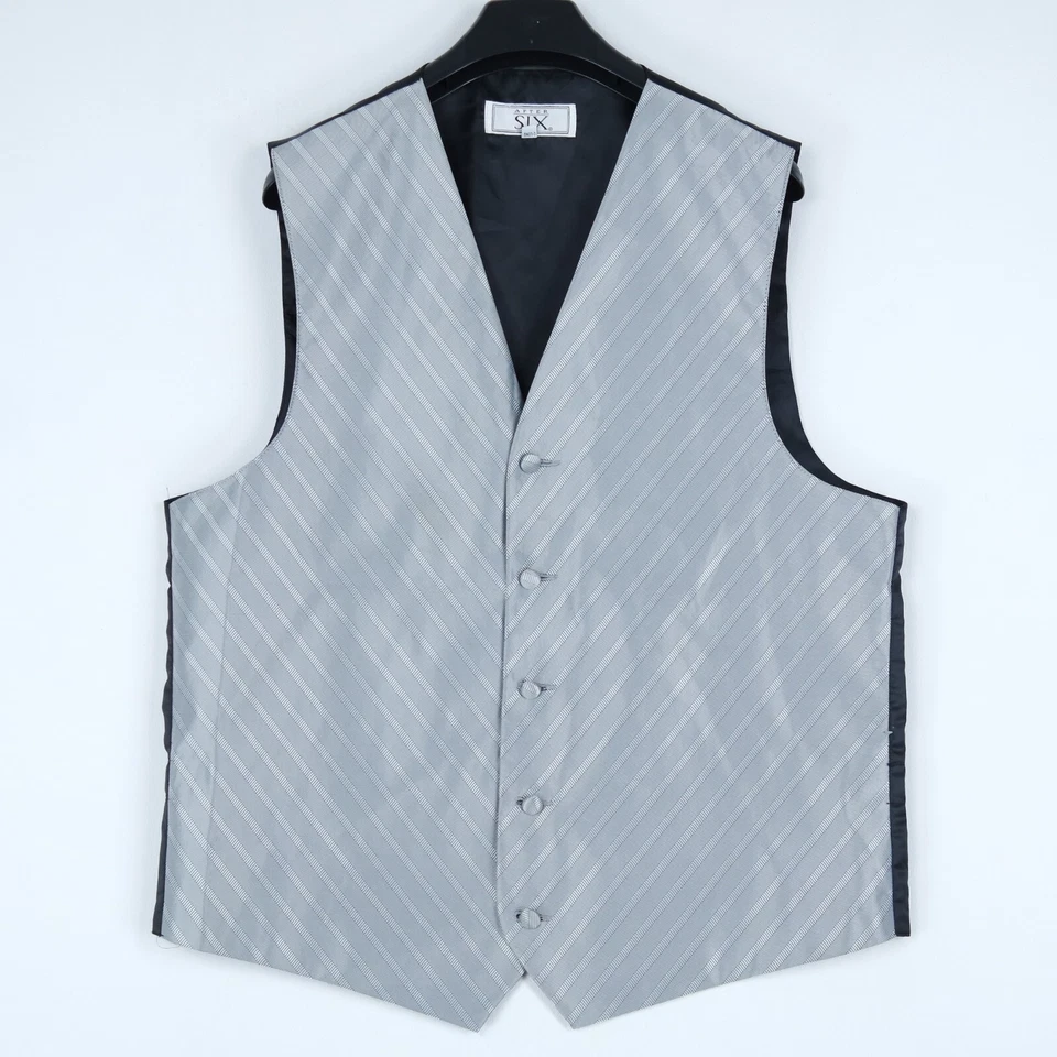 Mens Waistcoat XL Size UK 46 Vintage Grey Striped AFTER SIX Business Dress Vest - Image 2 of 4