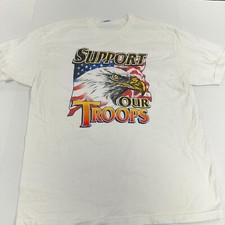 Vtg NOS Support Our Troops Military Shirt XL White Graphic 90s Made In USA