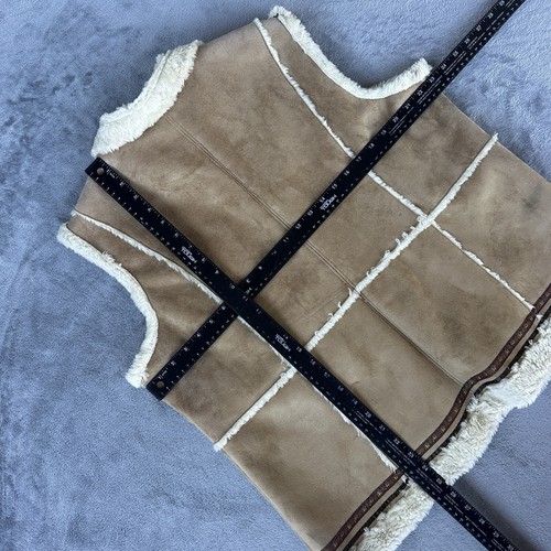 Coldwater Creek Vest Womens XLG Tan Faux Suede & Faux Fur Full Zip - Picture 8 of 10