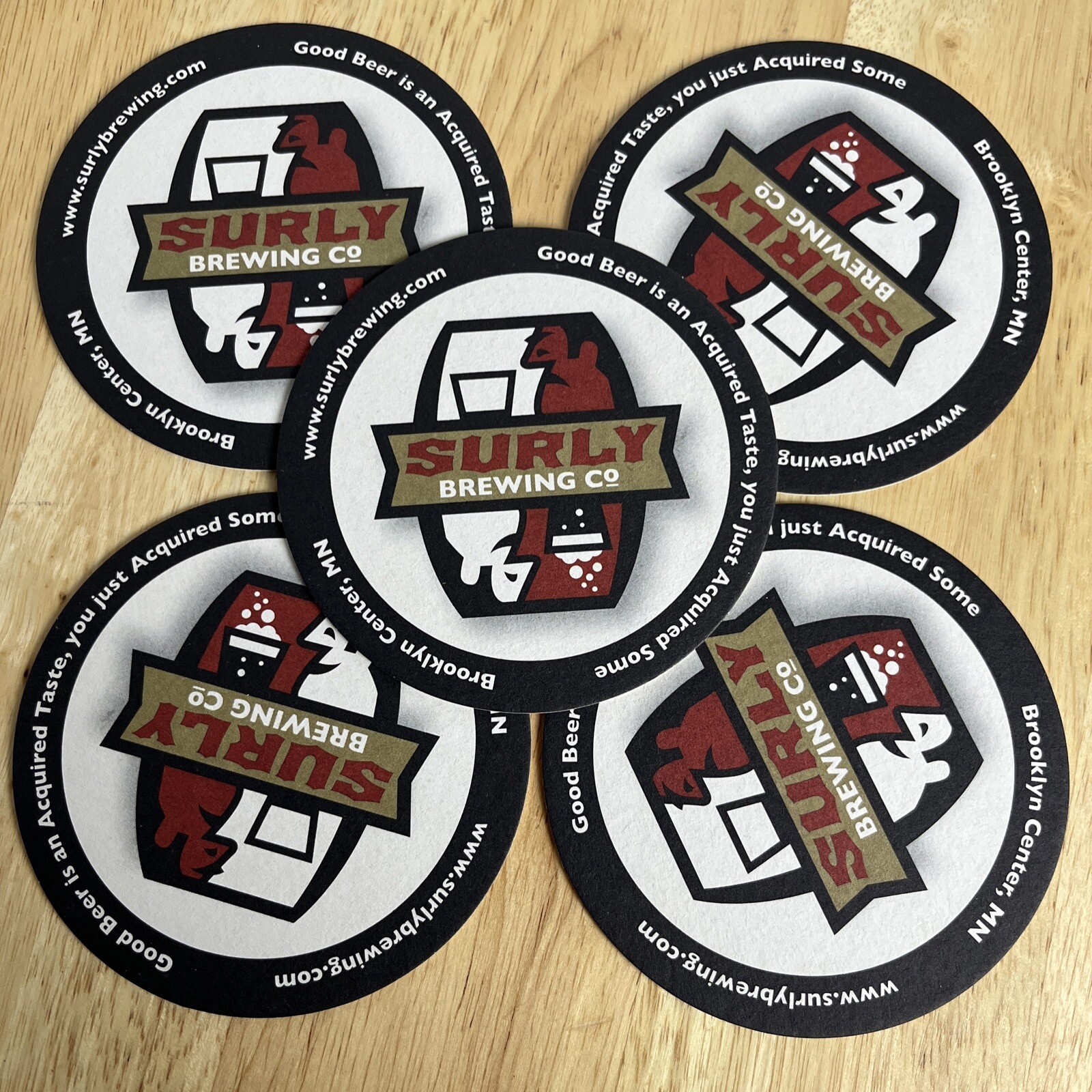Surly Brewing Co. Coasters Lot of 5 Brooklyn Center MN Beer Bar Pub Garage Decor