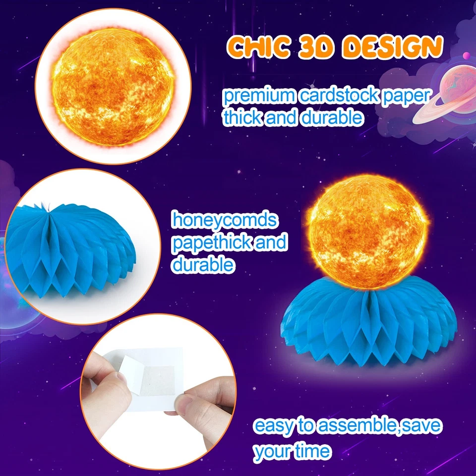 Suministros para fiestas espaciales Sistema solar Decoración de fiestas Mesa Panal Centros de mesa Foto 3 de 4
