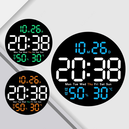 10inch LED Digital Alarm Clock With Temperature Date Large Display Wall Clock - Picture 13 of 21
