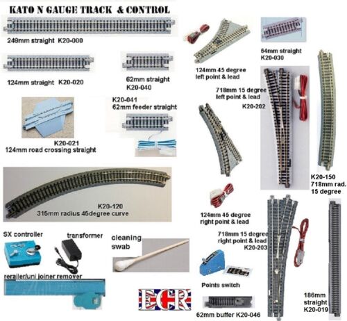 KATO N GAUGE SCALE TRACK STRAIGHTS CURVES POINTS CONTROL TRANSFORMER UNITRACK - Picture 1 of 19