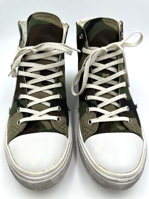 Sneakers alte mimetiche Saint Laurent effetto invecchiato taglia 10