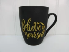 Graduation Mug "Believe in Yourself " Black & Gold Tea Hot Cocoa Coffee Cup New
