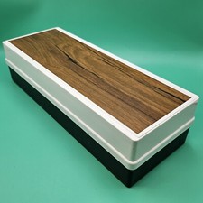 Vintage 15 Cassette Storage Case Faux Wood Sticker Metro Products White Cracked
