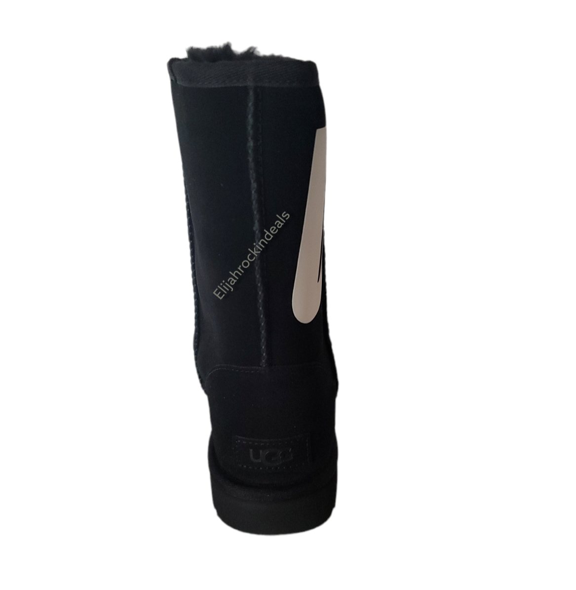 NEW WOMENS UGG CLASSIC SHORT II CHOPD BLACK LOGO BOOTS SIZE 8 | eBay