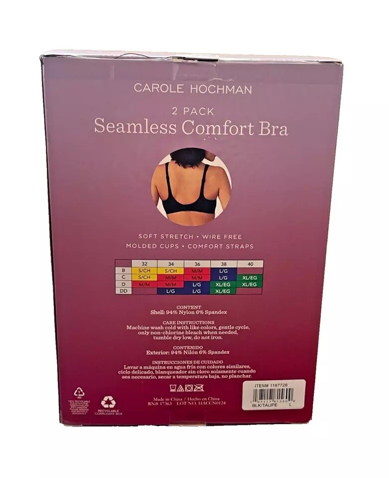 Carole Hochman Women’s Wirefree T-Shirt Bra – 1 Or 2-Pack, Open Box, All Sizes