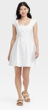 Women's Corset Woven Mini A-Line Dress - A New Day White 8: