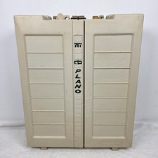 VTG Plano Fishing Tackle Box Model 767 Beige Green Handle Folding 15X12X5 USA