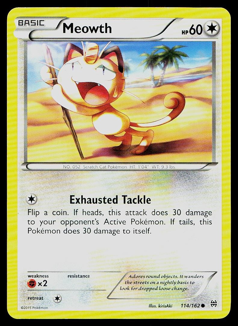 Pokemon Card BREAKthrough Meowth 114/162 Common