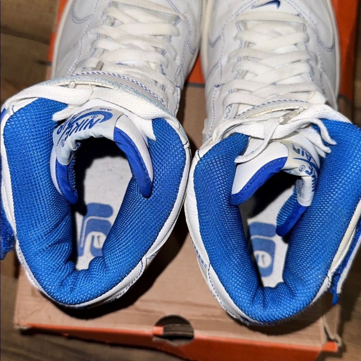 2002 Nike Air Force 1 Mid Contrast Stitch White White Royal Blue