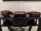 Vintage Hull Pottery Brown Drip Serving Bowls – 3-Piece Lot – USA – Mid-Century