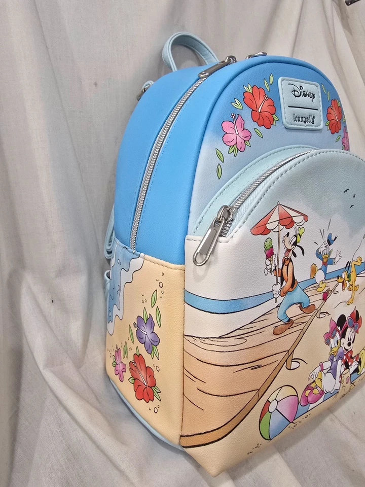 Loungefly Disney Mickey Mouse and Friends Beach Day Mini Backpack **BRAND NEW** - Image 3 of 4