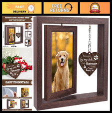 Dog Memorial Gifts - Rotating Wooden Picture Frame for 4x6 Photo, Pet Loss Sympa